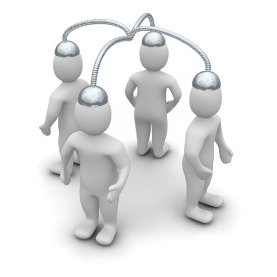 illustration of people with connected brains